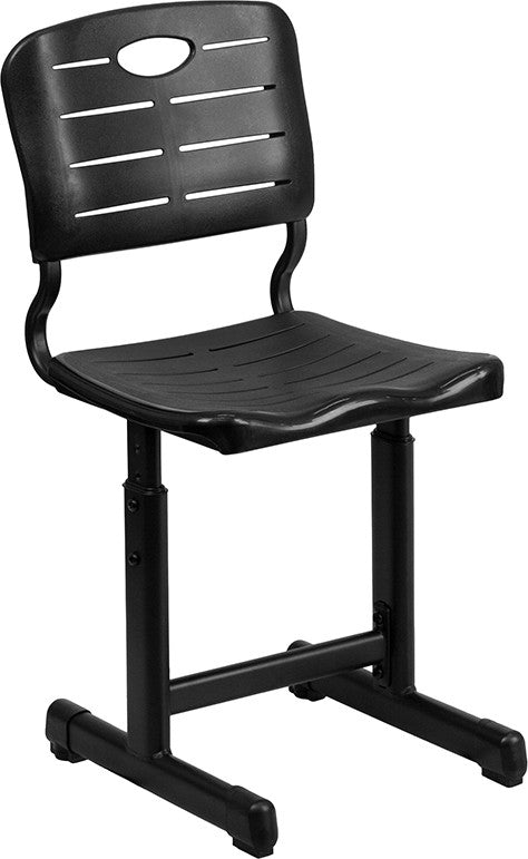 Adjustable Height Black Student Chair With Black Pedestal Frame