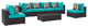 Espresso Turquoise Convene 7-Piece Outdoor Patio Sectional Set