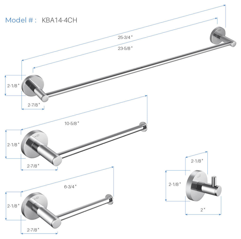 Circular 4 Piece Hardware Set, Chrome