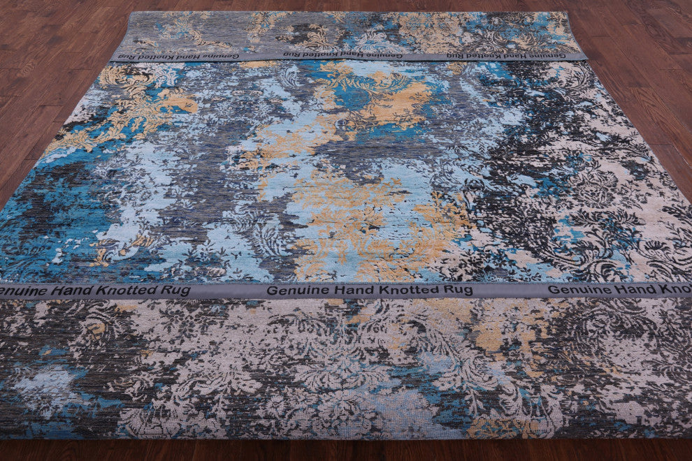 Handmade Wool & Silk Modern Rug 9' 0" X 12' 1" - Q15549