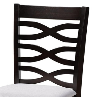 Lanier Gray Fabric Upholstered Espresso Browned 5-Piece Wood Pub Set