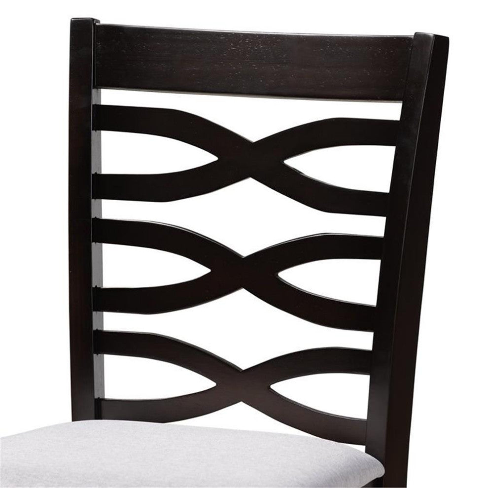 Lanier Gray Fabric Upholstered Espresso Browned 5-Piece Wood Pub Set