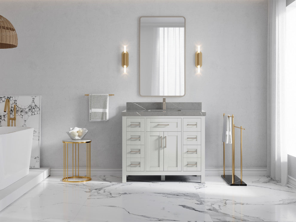 Cambridge 42 Single Sink Bath Vanity in Coventry Gray 2" Piatra Gray