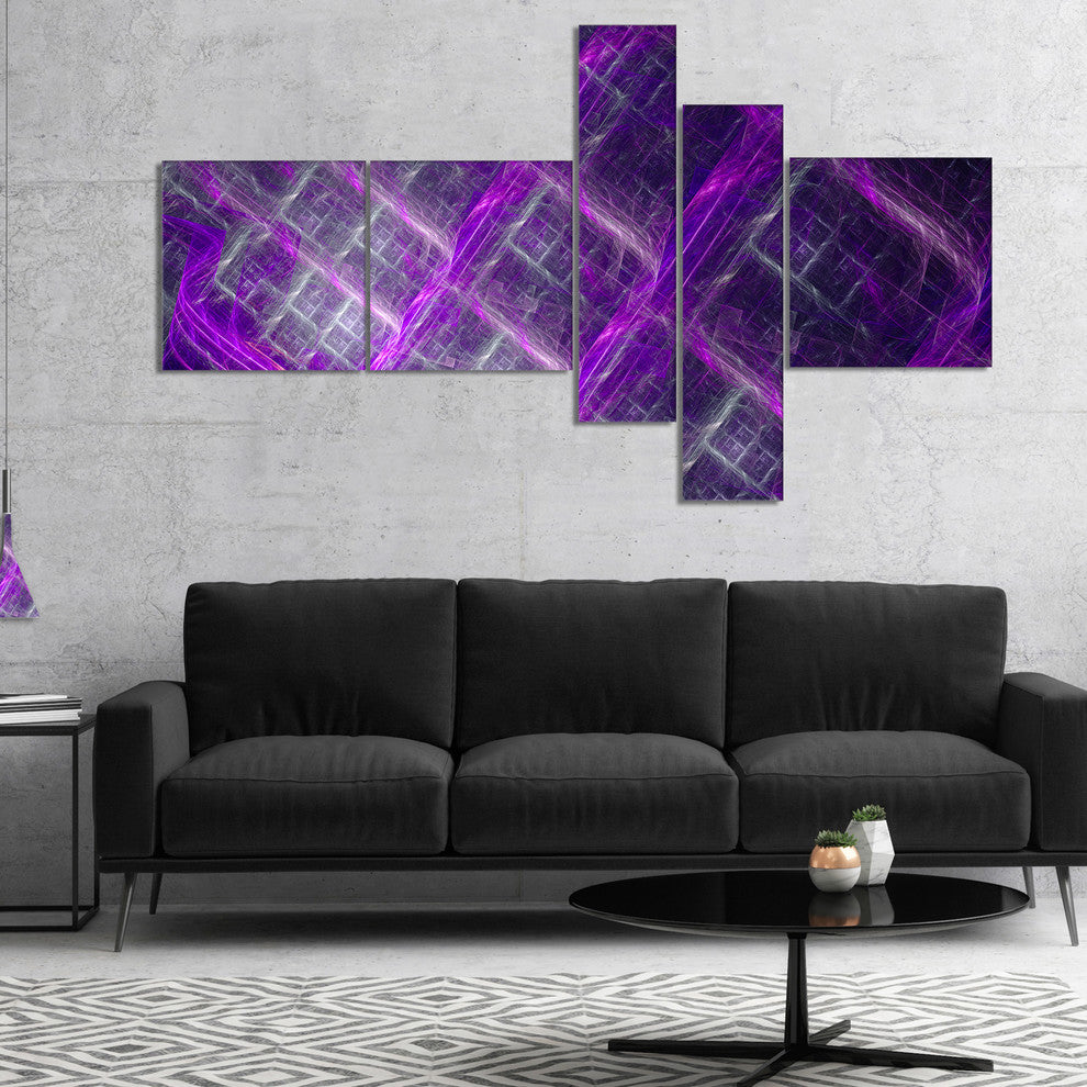 Purple Abstract Metal Grill, Abstract Art on Canvas, 60"x32", 5 panels