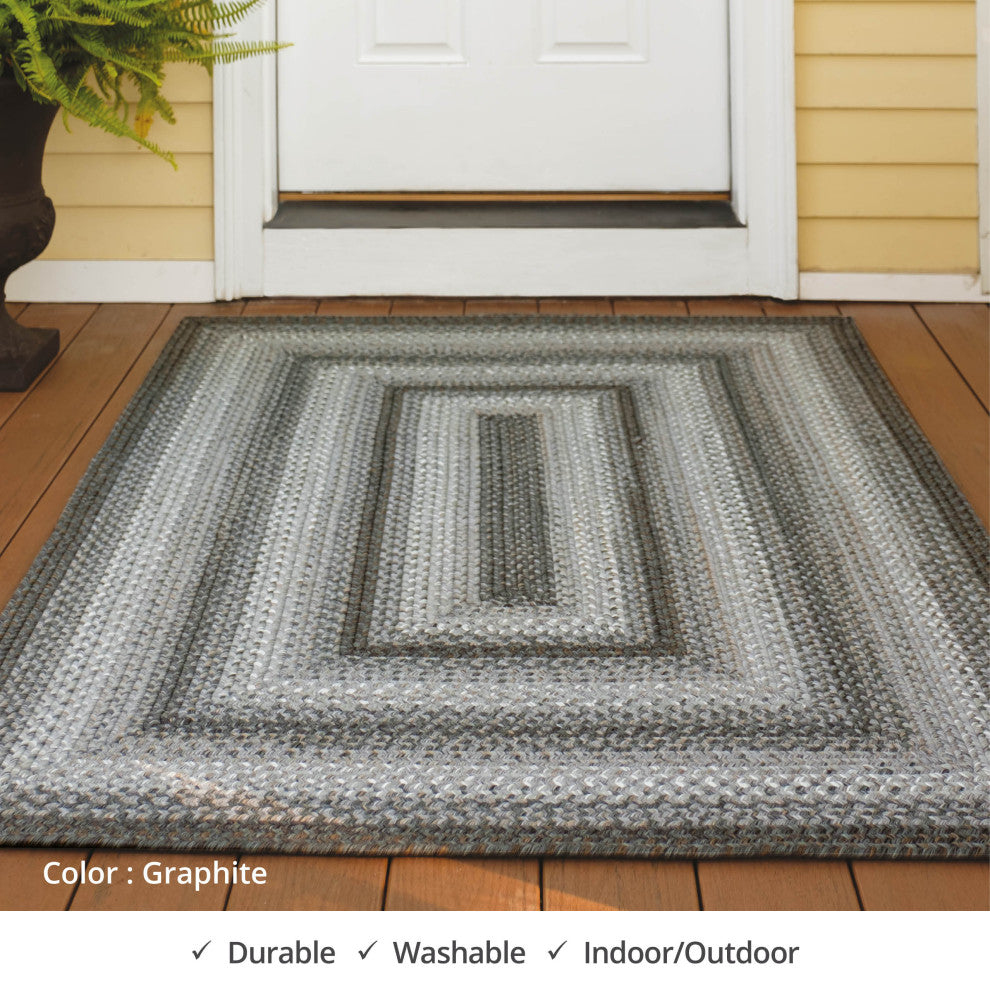 Homespice Decor 4 x 6' Oval Graphite Ultra Durable Braids