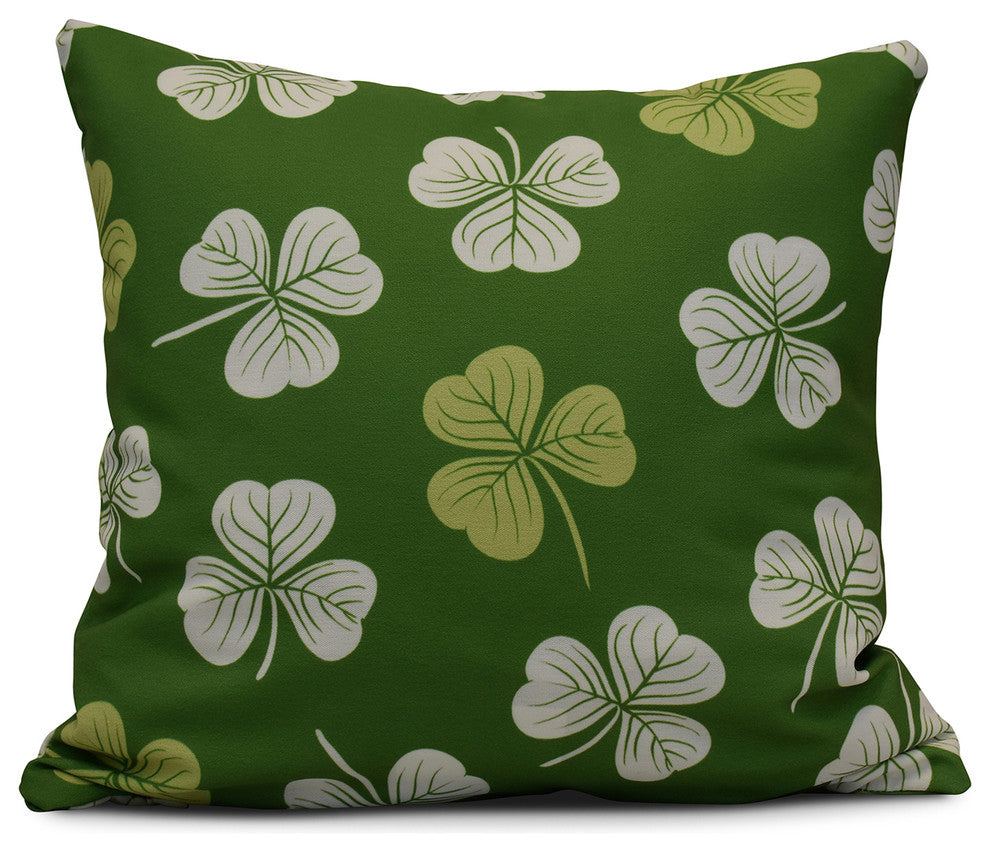 Lucky, Holiday Floral Print Pillow, Green, 20"x20"