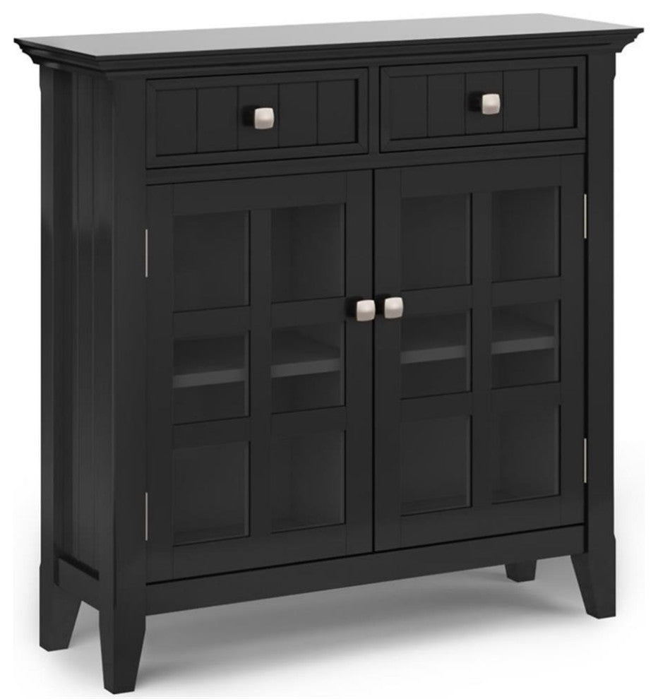 Acadian Solid Wood 36 Inch Wide Entryway Hallway Storage Cabinet In Black