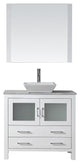 Dior 32" Single Bathroom Vanity, White With Marble Top, Square Sink