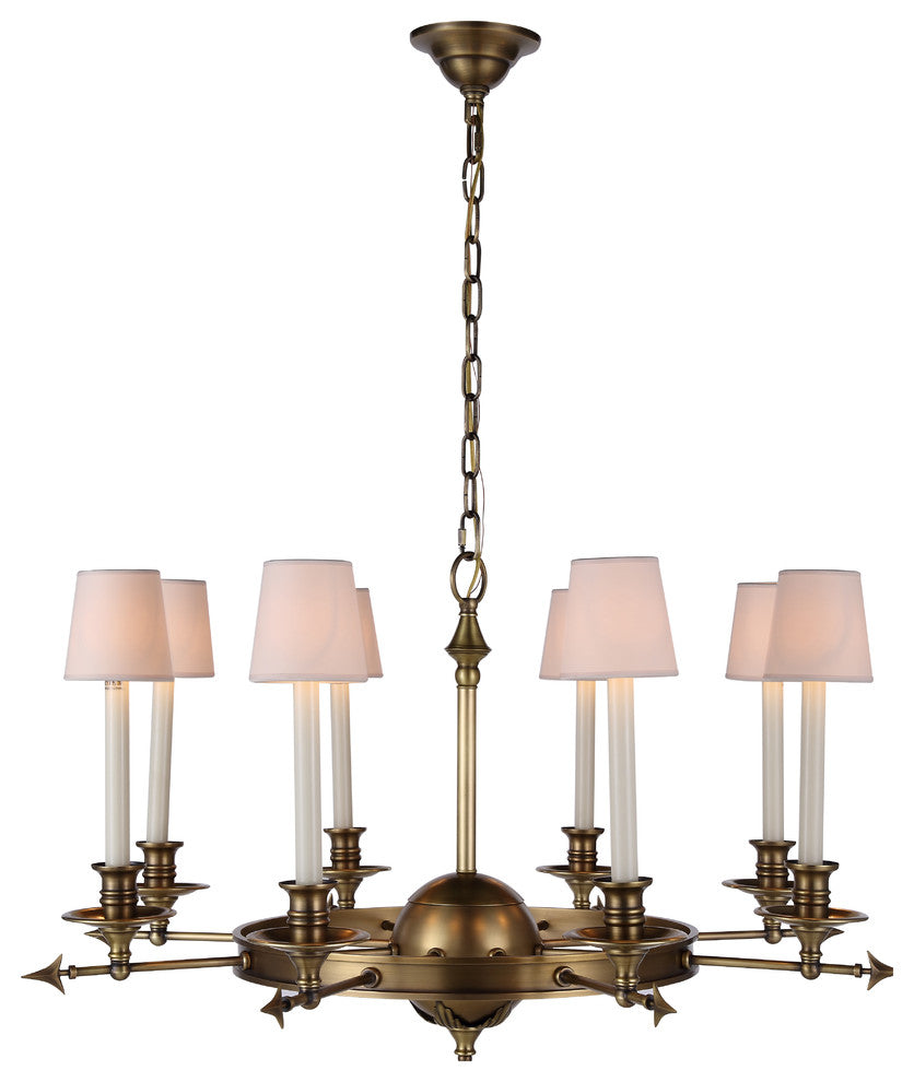 Elegant Lighting Easton Collection 8-Light Pendant Lamp, Burnished Brass Finish