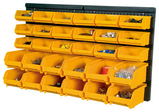 vidaXL Tool Box 32 Piece Storage Bin kit with Wall Panels Yellow and Black