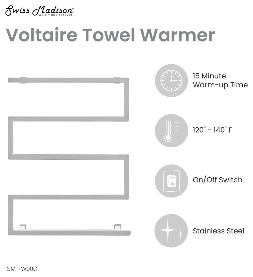 Voltaire 5-Bar Electric Towel Warmer, Chrome