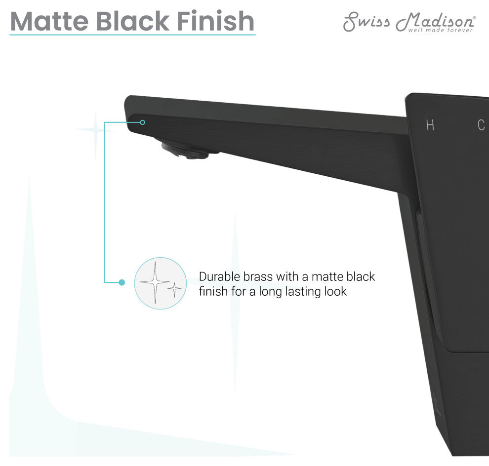 Carre Single Hole Single Handle Bathroom Faucet, Matte Black