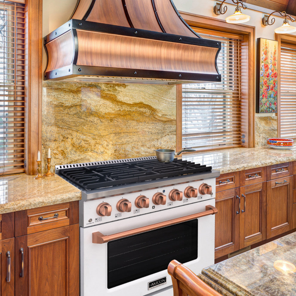 36" Slide-in Freestanding Gas Range & 5.2 Cu. Ft. Oven, 6 Burners. White, White & Copper, 36"