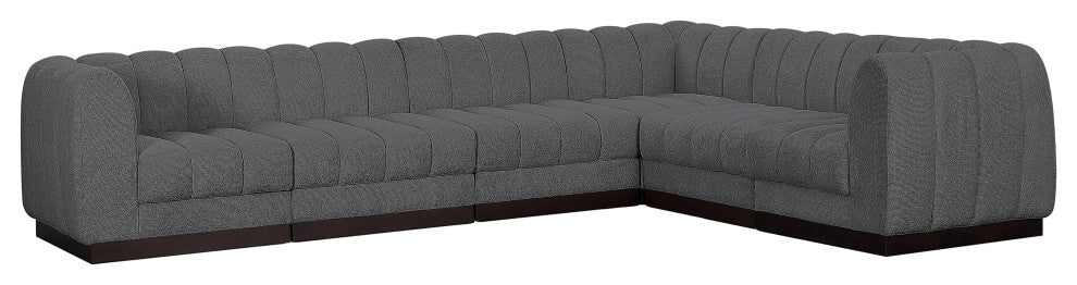 Quinn Chenille Upholstered 6-Piece L-Shaped Modular Sectional, Grey
