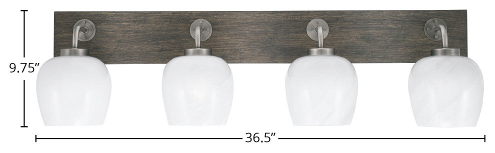 Oxbridge, Bath Bar, Graphite & Painted Distressed Wood-look, 6" White Marble