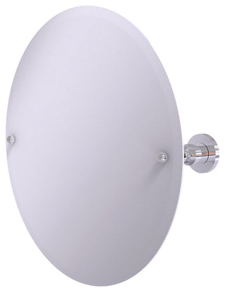 Frameless Round Tilt Mirror with Beveled Edge, Polished Chrome