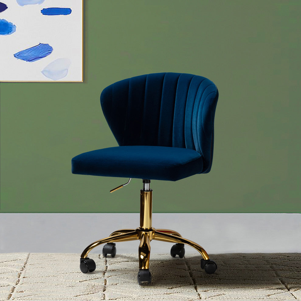 Swivel Task Chair With Tufted Back, Navy