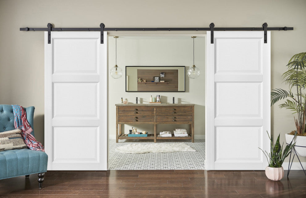 Double Barn Door 60x80 Panels | Lucia 2661 Matte White | 13FT Rail Set