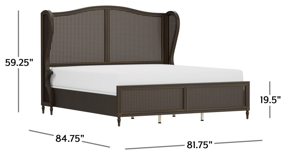 Hillsdale Sausalito Wood Cane Bed, Oiled Bronze, King Bed