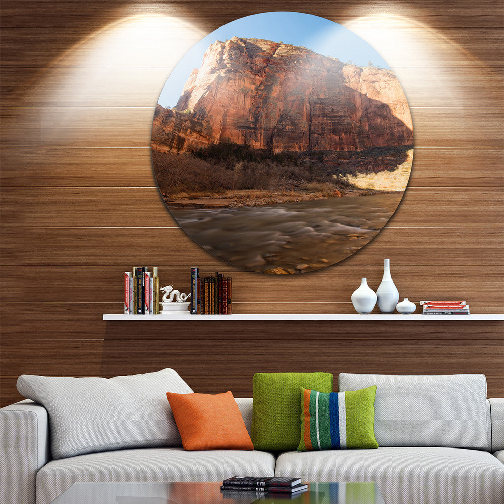 Glow Of Morning, Landscape Photography Disc Metal Wall Art, 38"