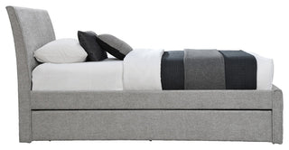 Myles Upholstered Trundle Bed, Gray, Twin, Chenille Fabric