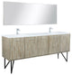 Lancy Modern 80" Rustic Acacia Double Sink Bathroom Vanity Set, Labaro Rose Gold