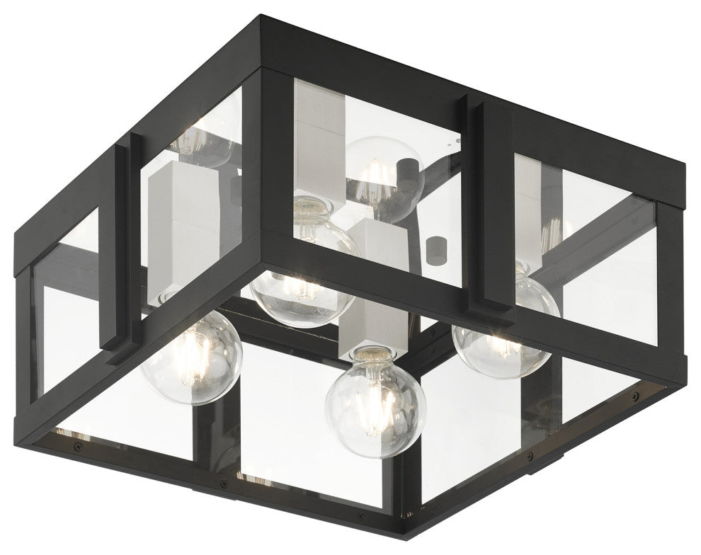 Black Art Deco, Sophisticated Outdoor Flush Mount