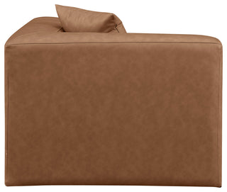 Cube Upholstered Modular Component, Brown, Vegan Leather, Corner Chair