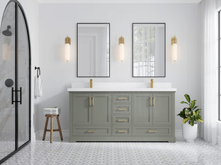Boston 72 Double Sink Bath Vanity in Evergreen 2" White Quartz