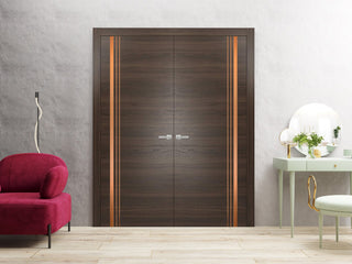 Slab Barn Door Panel 18x84 | Planum 1010 Chocolate Ash with  | Sturdy Finished