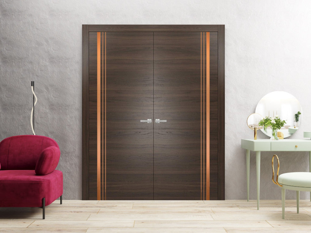 Slab Barn Door Panel 18x84 | Planum 1010 Chocolate Ash with  | Sturdy Finished