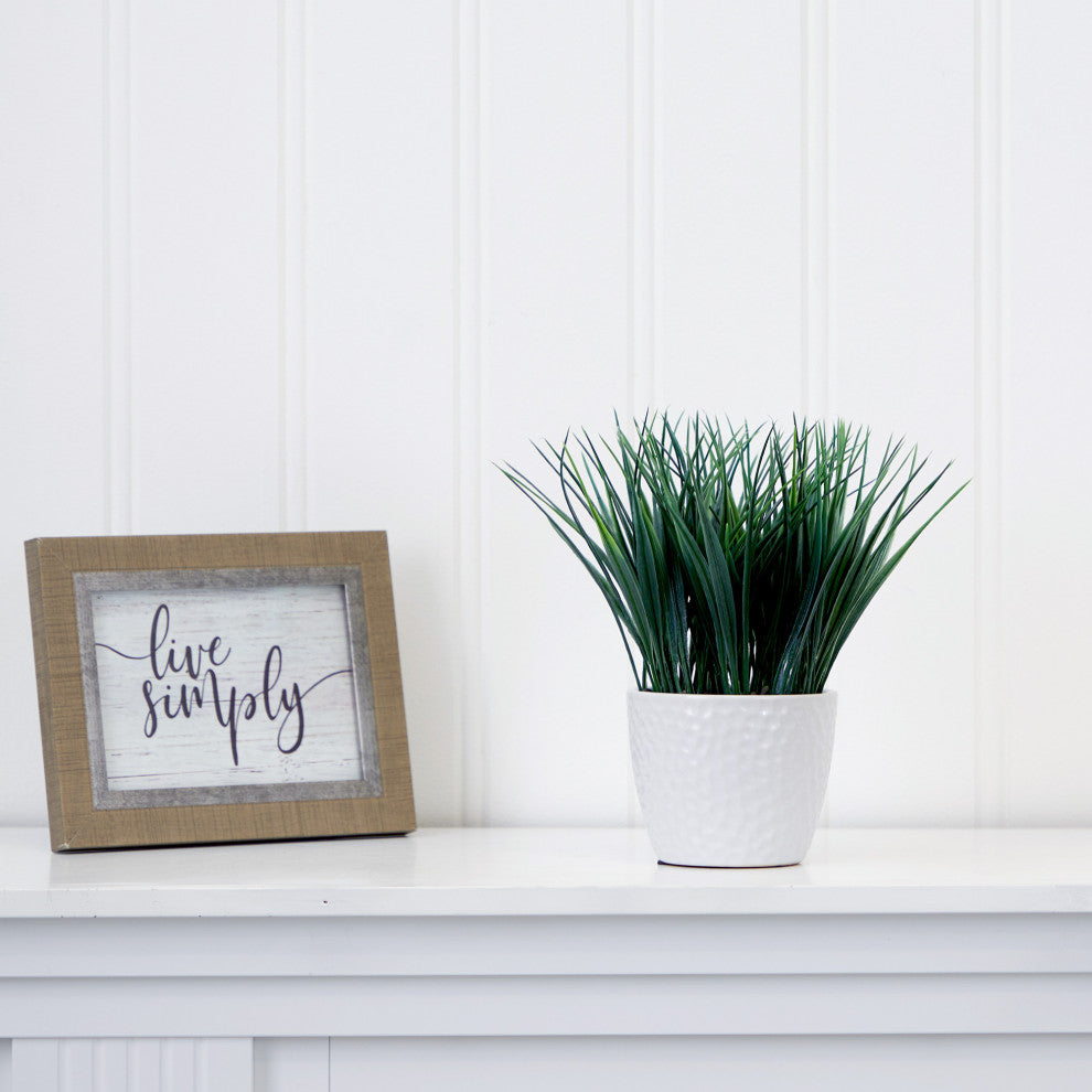 9in. Artificial Grass Plant with Decorative Planter