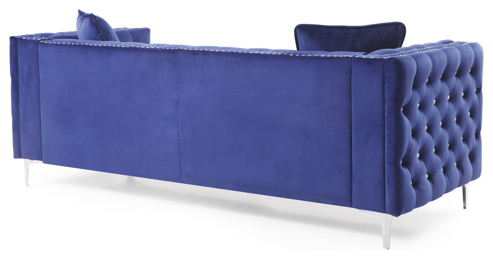 Paige Tufted Velvet Sofa, Blue