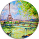 Colorful Painting Of Eiffel, Landscape Round Wall Art, 23"
