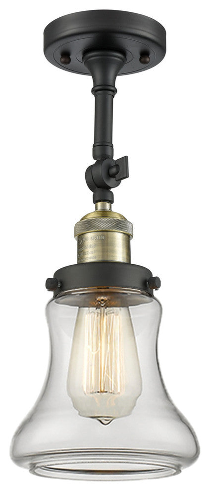 Franklin Restoration Bellmont 1 Light Semi-Flush Mount, Black Antique Brass