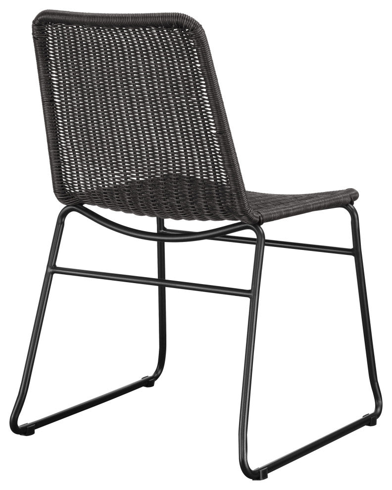 Dacy Faux Rattan Metal Dining Side Chair Brown, Set of 2