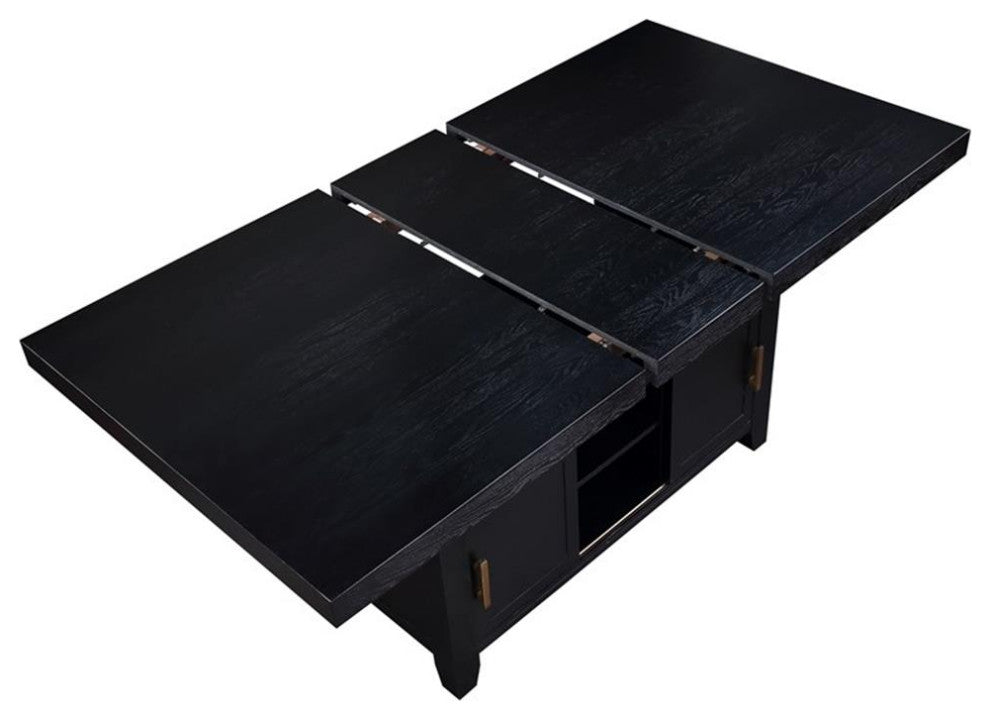 Yves Rubbed Charcoal Wood Counter Height Dining Table with Storage