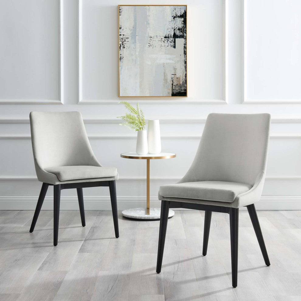 Side Dining Chair, Gray, Velvet, Modern, Kitchen Cafe Bistro Hospitality
