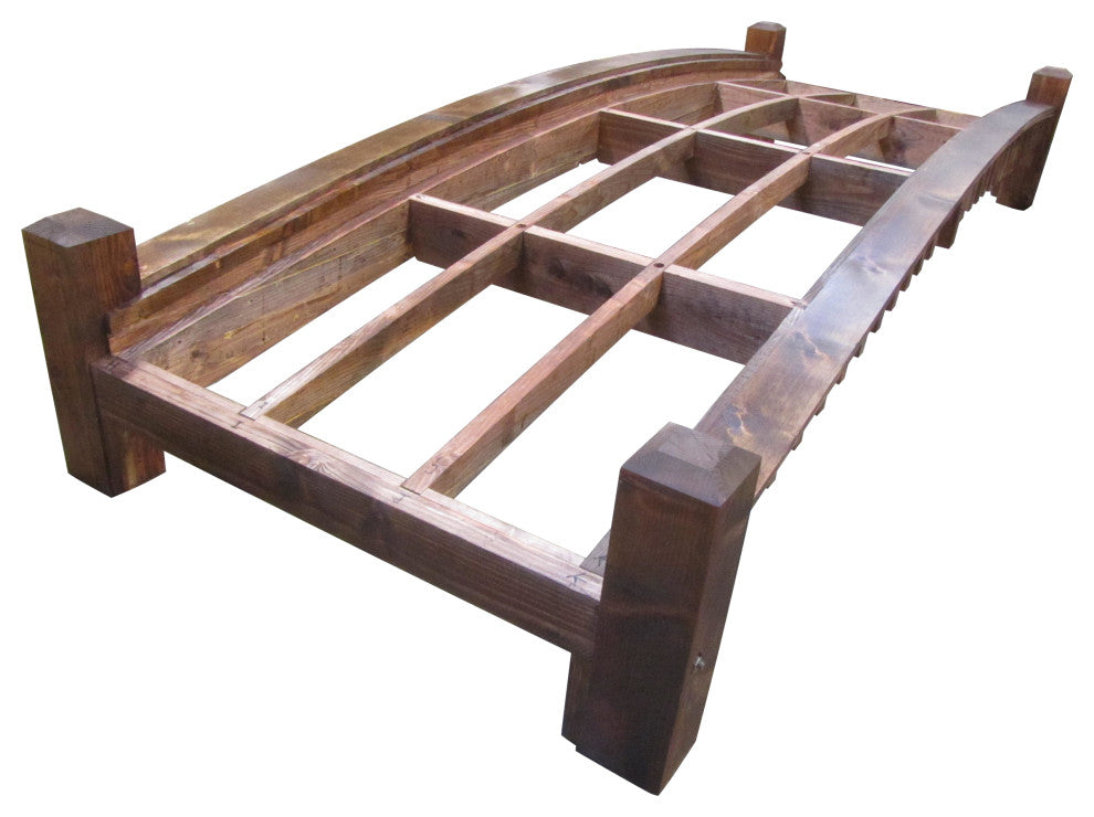 12 ft Commercial Grade Wood Garden Bridge With Low Rails