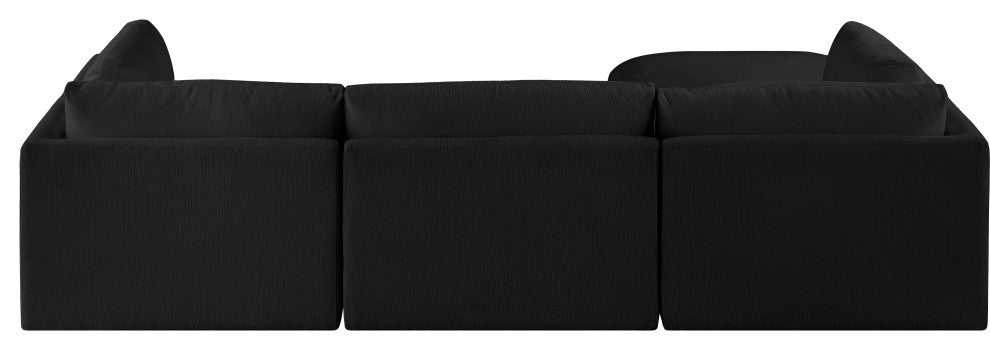 Ease Fabric Upholstered L-Shaped Modular Sectional, Black, 3 Piece: 2 Corner, 1 Armless, 1 Ottoman