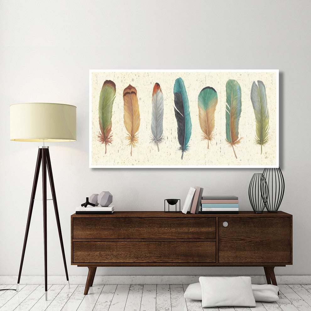"Feather Tales VII" Digital Paper Print by Daphne Brissonnet, 74"x38"