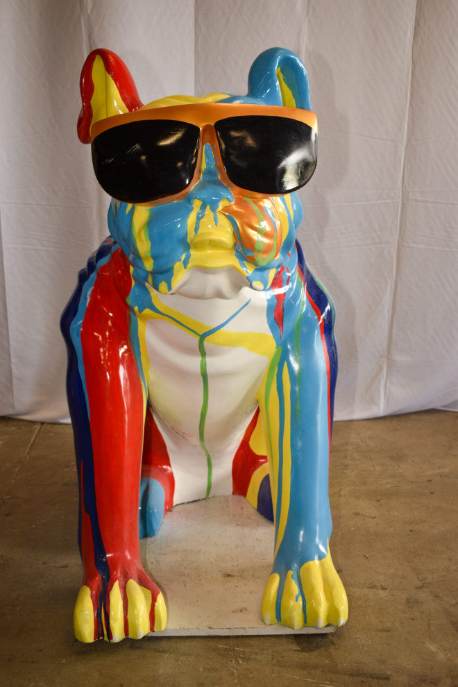 Giant Graffiti Looking British Bulldog with Glasses Resin Statue 29"x 50" x 50