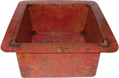 Natural Squared Hammered Bar Copper Sink