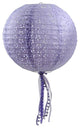 10" Tea Garden Purple Floral Cut-Out Chinese Paper Lantern With Pom Pom Tassels