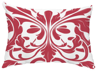 British Colonial 14"x20" Abstract Decorative Outdoor Pillow, Red