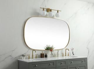 Home Living Metal Frame Oval Mirror 36x60 Inch, Brass