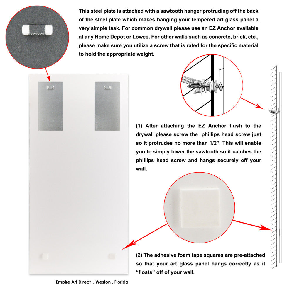 Beveled Wall Mirror on Free Floating Tempered Glass 24"x48", Solitude