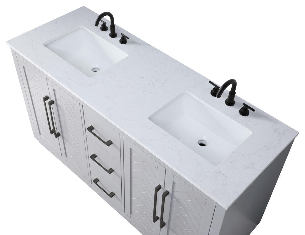 Home Living 60" Double Bathroom Vanity, Grey