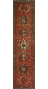 Fine Vintage Distressed Keila Red/Brown Runner, 3'1 x 12'8