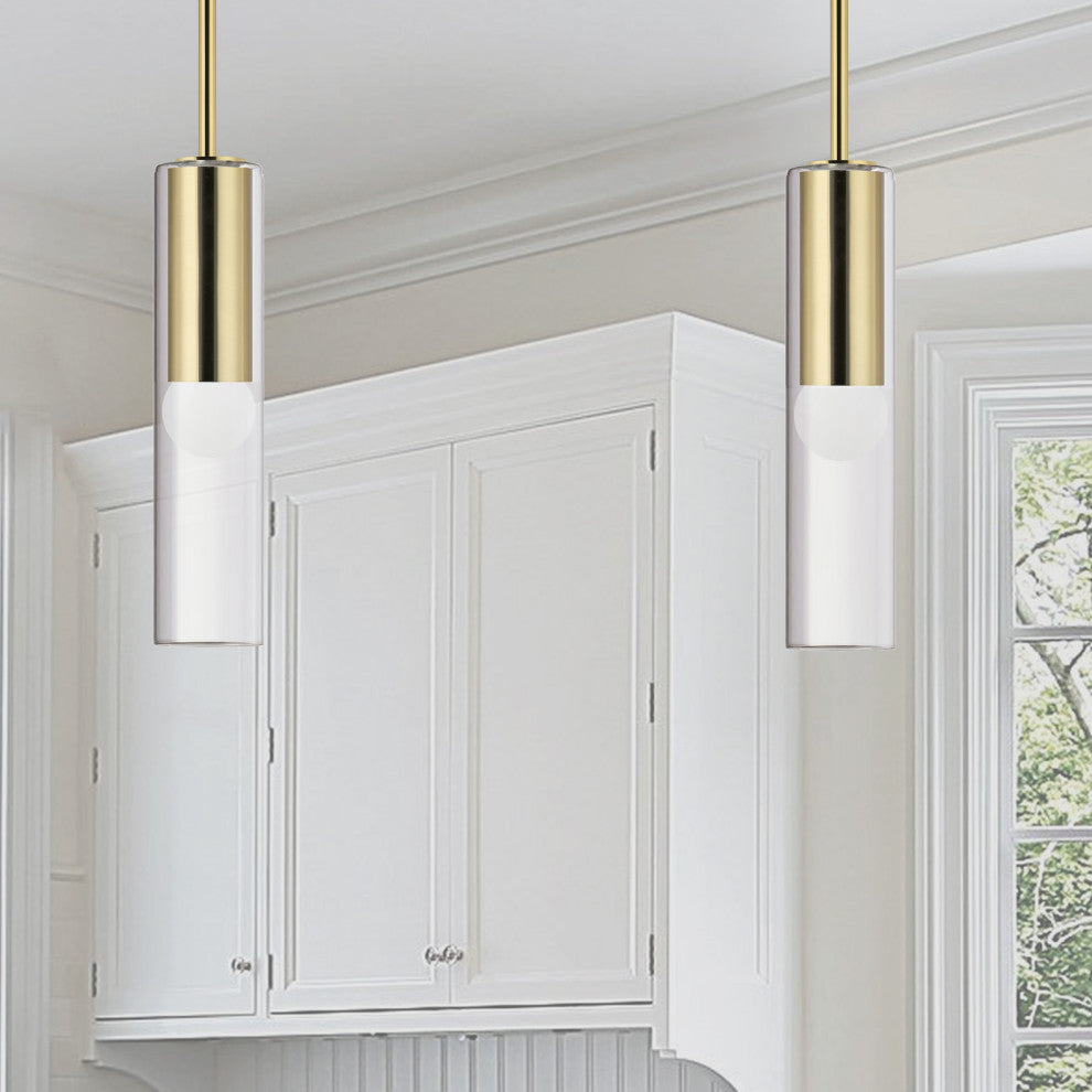 Aged Brass Modern Pendant With Clear Glass